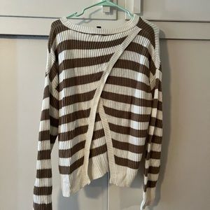 Brown/white striped sweater